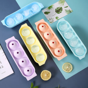 3PCS Round Silicone Ice Cube Mold Ball Maker with Lids