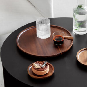 Ins Style Wooden Tray Round Japanese Tea Plate Dinner Plate